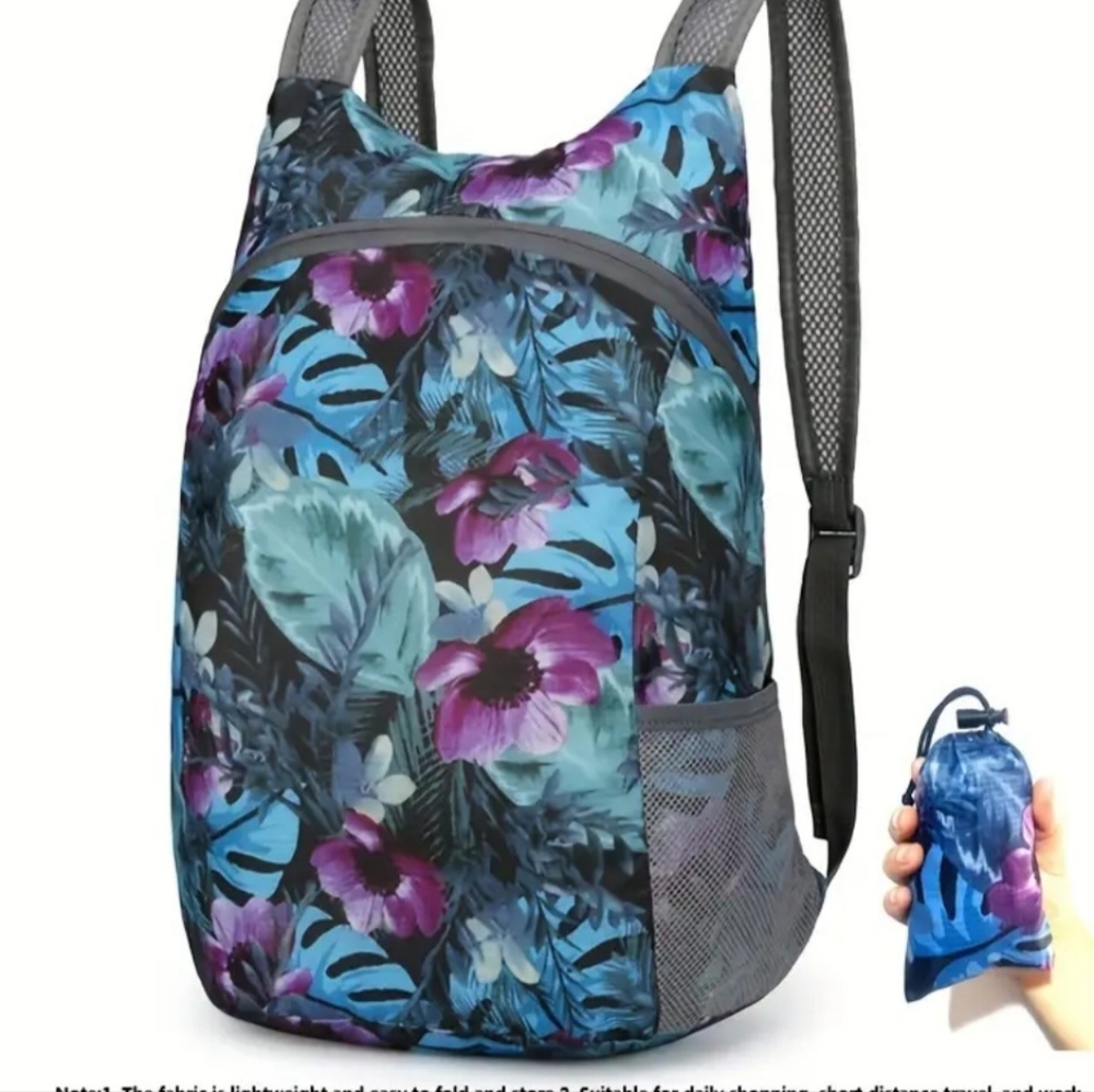 Foldable Blue and Purple Backpack